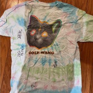 Golf Wang Tie-Dye Cat Logo Tee - Green Blue Pink Accents